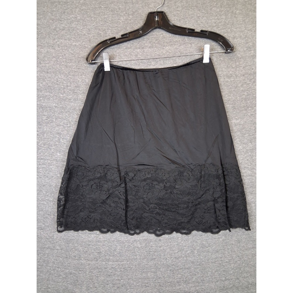 VTG Kayser Womens Skirt Black M 100% Nylon USA Made Lace Whimsigoth Romantic